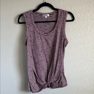 Nine Britton Burgundy and White Striped Tank Top